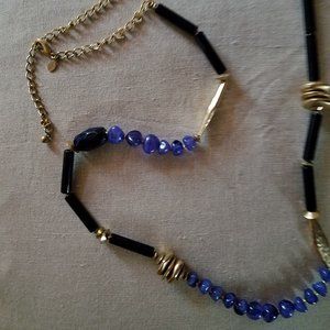 Chico's 36"- 46" Adjustable Black/Purple/Gold Tone Necklace